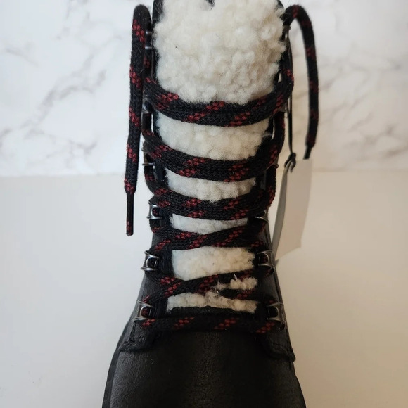 NWT SOREL | Lennox Lace Cozy Shearling Waterproof Leather Combat Boots - Size 7 - Picture 7 of 12
